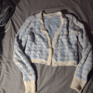 Aeropostale Light Blue and Cream Cardigan